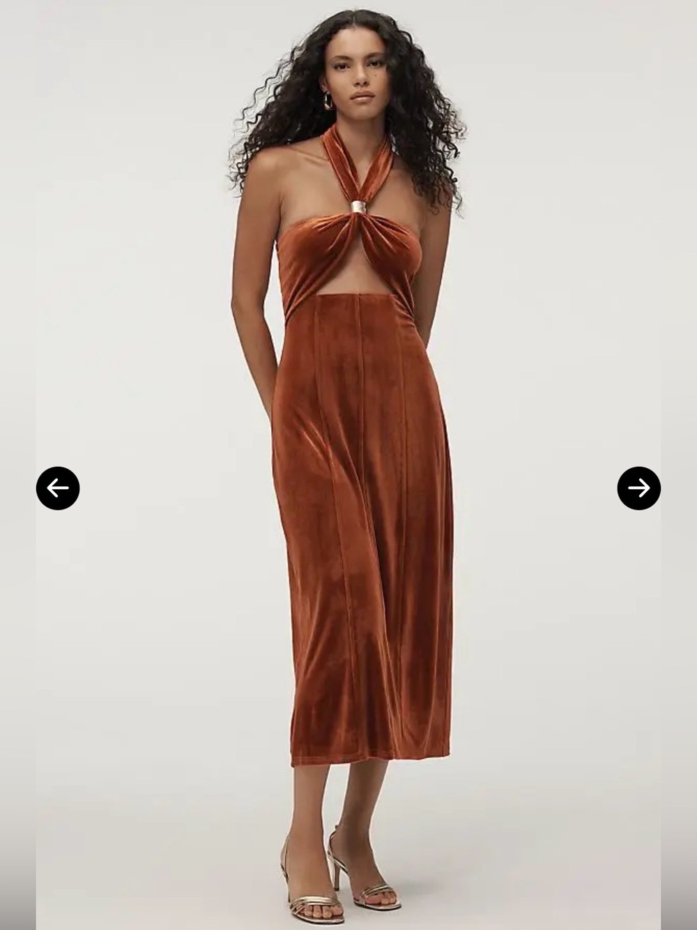Anthropologie Flat White Velvet Halter Midi Dress Size XXS NWT